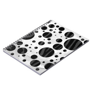 Zebra Polka Dot Black and Grey Print Notebook