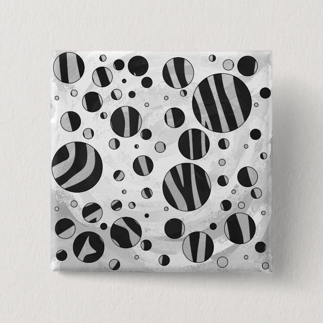 Zebra Polka Dot Black and Light Grey 15 Cm Square Badge (Front)