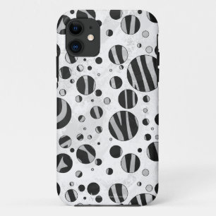 Zebra Polka Dot Black and Light Grey iPhone 11 Case