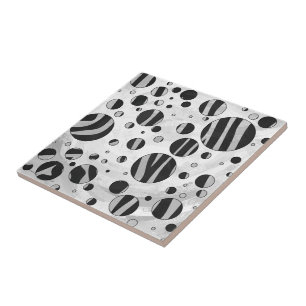 Zebra Polka Dot Black and Light Grey Ceramic Tile
