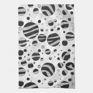 Zebra Polka Dot Black and Light Grey Tea Towel