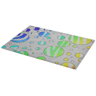 Zebra Polka Dot Rainbow and White Print Cutting Board