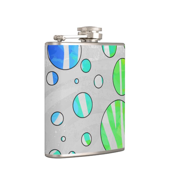 Zebra Polka Dot Rainbow and White Print Hip Flask (Right)