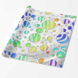 Zebra Polka Dot Rainbow and White Print Wrapping Paper