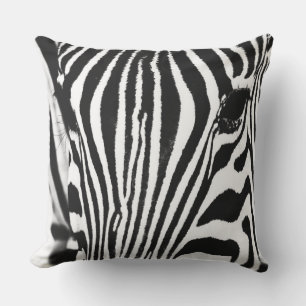 Zebra portrait black and white cushion