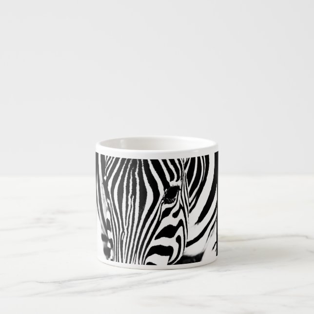 Zebra portrait black and white espresso cup (Front)