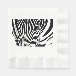 Zebra portrait black and white napkin