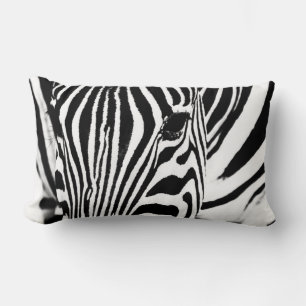 Zebra portrait black and white photo lumbar cushion