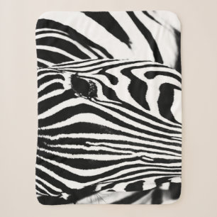 Zebra portrait black and white photo sherpa blanket