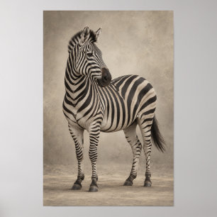 Zebra Portrait in Soft Neutral Light Wildlife Wall Poster