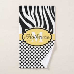 Zebra Print and Dots Pattern Bath Towel Set