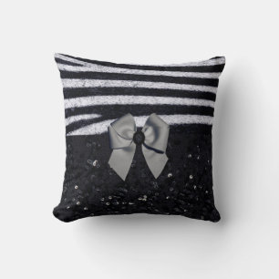 Zebra Print and Glitters Double Face Cushion