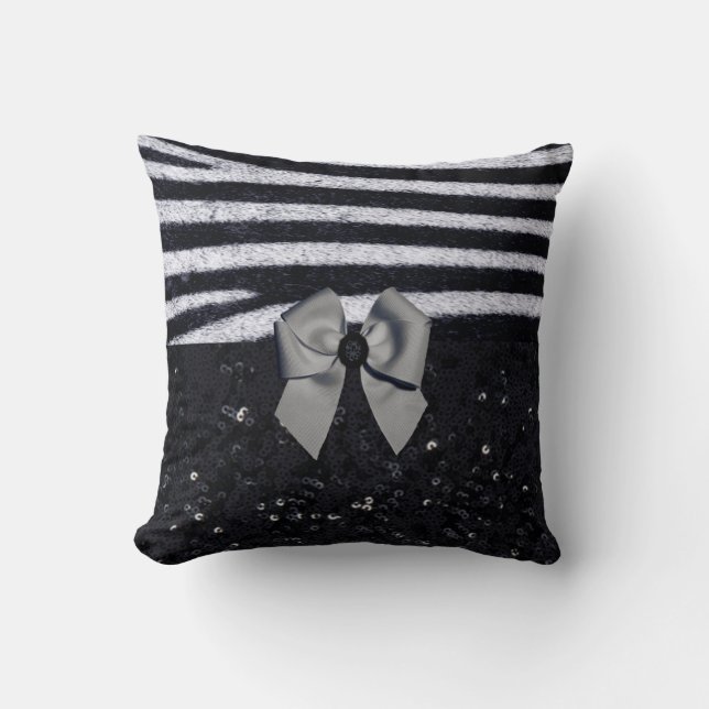 Zebra Print and Glitters Double Face Cushion (Front)