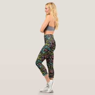 Zebra Print And Gray Capri Leggings