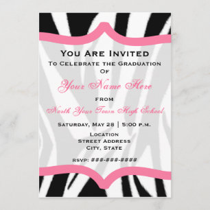 Zebra Print and Pink Class of 2011 Graduation Invitation