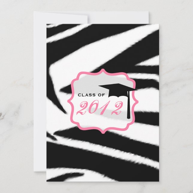 Zebra Print and Pink Class of 2012 Graduation Invitation (Front)