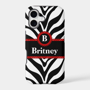 Zebra Print and Red Lace Monogram Name