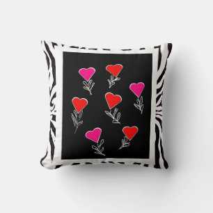 Zebra print andcolorful hearts Pillow