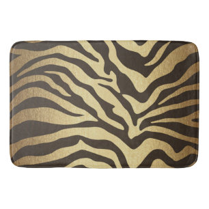 Zebra Print Animal Skins Skin Modern Glam Gold Bath Mat