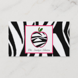 Zebra Print Apple Fashion Teacher Business Card