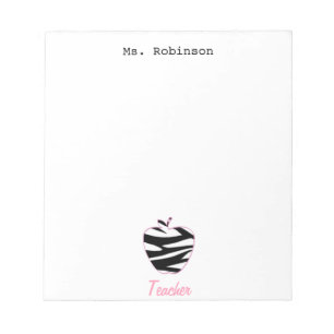 Zebra Print Apple Teacher Notepad