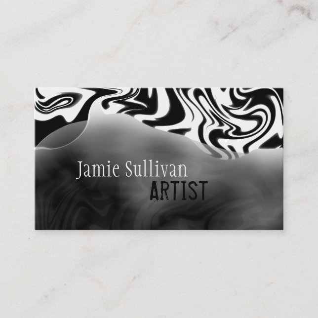Zebra Print Artist Business Card Black & White (Front)