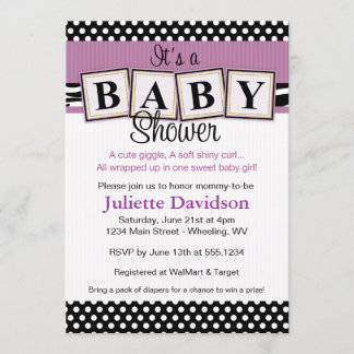 Zebra Print Baby Blocks Baby Shower Invitation