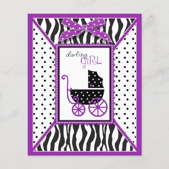 Zebra Print & Baby Carriage Advice Card (Front)