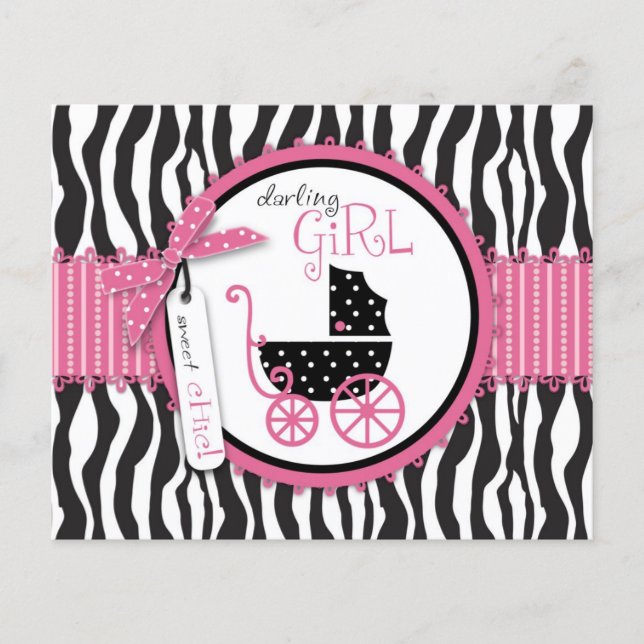 Zebra Print & Baby Carriage Advice Card (Front)