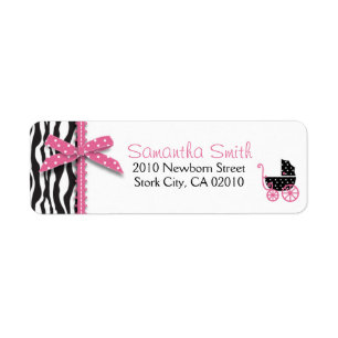Zebra Print & Baby Carriage ReturnLabel Return Address Label