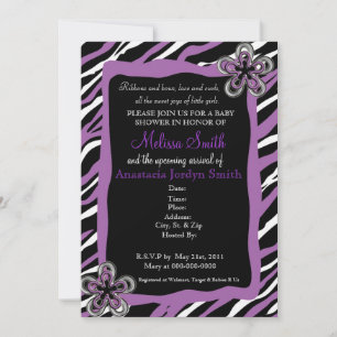 Zebra Print Baby Shower Invitation - Purple