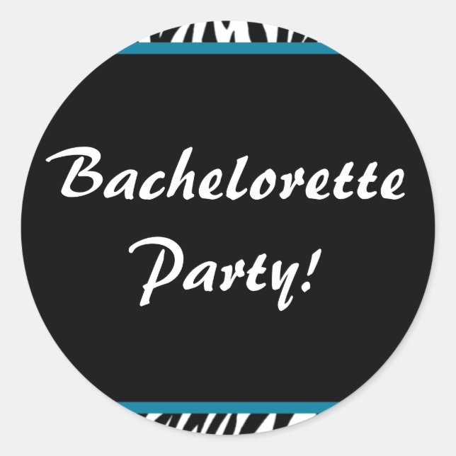 zebra print bachelorette classic round sticker (Front)