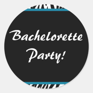 zebra print bachelorette classic round sticker