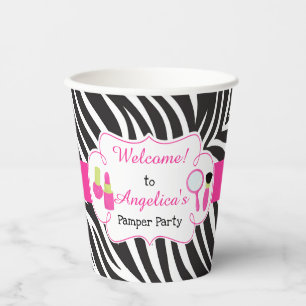 Zebra print birthday Pamper Party Paper Cups