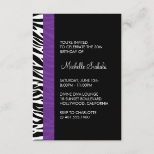 zebra print birthday party invitation