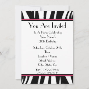 Zebra Print Birthday Party Invitation