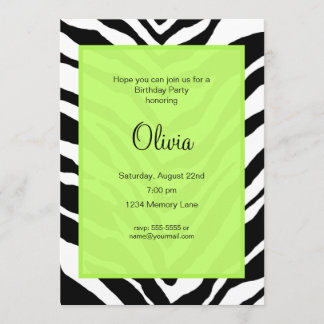 Zebra Print Birthday Party Invitation