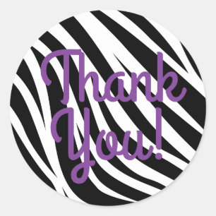 Zebra Print Birthday Party Kids Classic Round Sticker