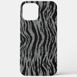 Zebra Print Black and Grey Silver iPhone 12 Pro Max Case