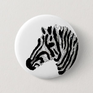 Zebra Print Black and White Animal 6 Cm Round Badge