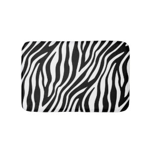 Zebra Print Black And White Stripes Pattern Bath Mat