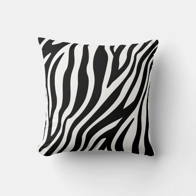 Zebra Print Black And White Stripes Pattern Cushion (Front)