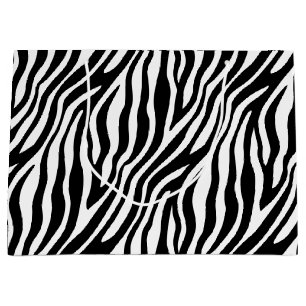 Zebra Print Black And White Stripes Pattern Large Gift Bag