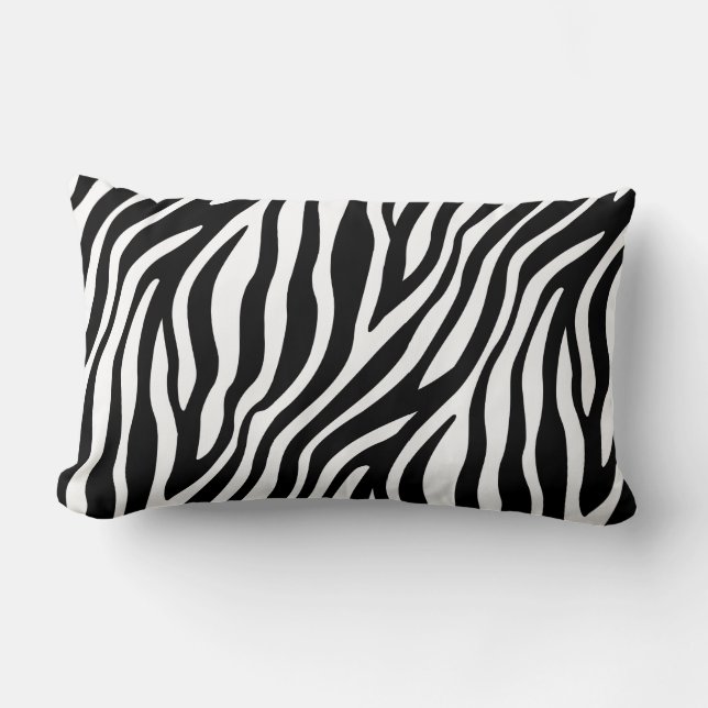 Zebra Print Black And White Stripes Pattern Lumbar Cushion (Front)
