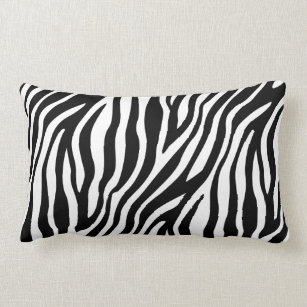 Zebra Print Black And White Stripes Pattern Lumbar Cushion