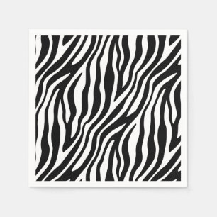 Zebra Print Black And White Stripes Pattern Napkin