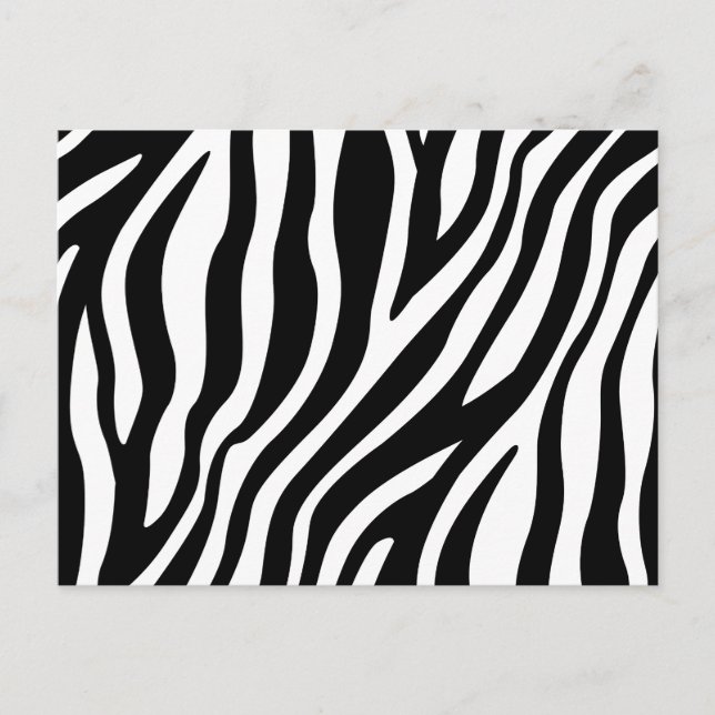 Zebra Print Black And White Stripes Pattern Postcard (Front)