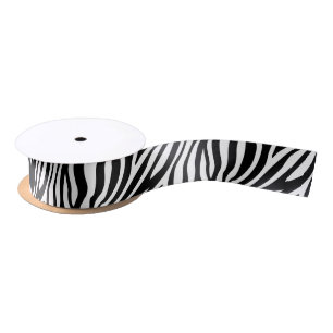 Zebra Print Black And White Stripes Pattern Satin Ribbon