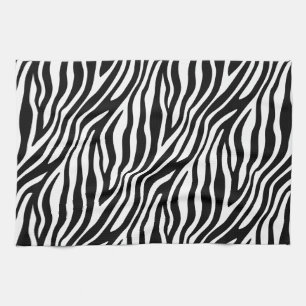 Zebra Print Black And White Stripes Pattern Tea Towel