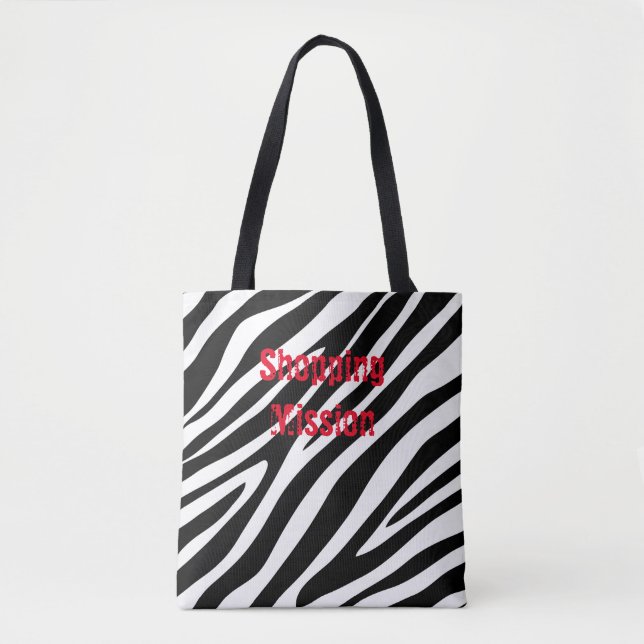 Zebra Print Black & White Tote Bag (Front)